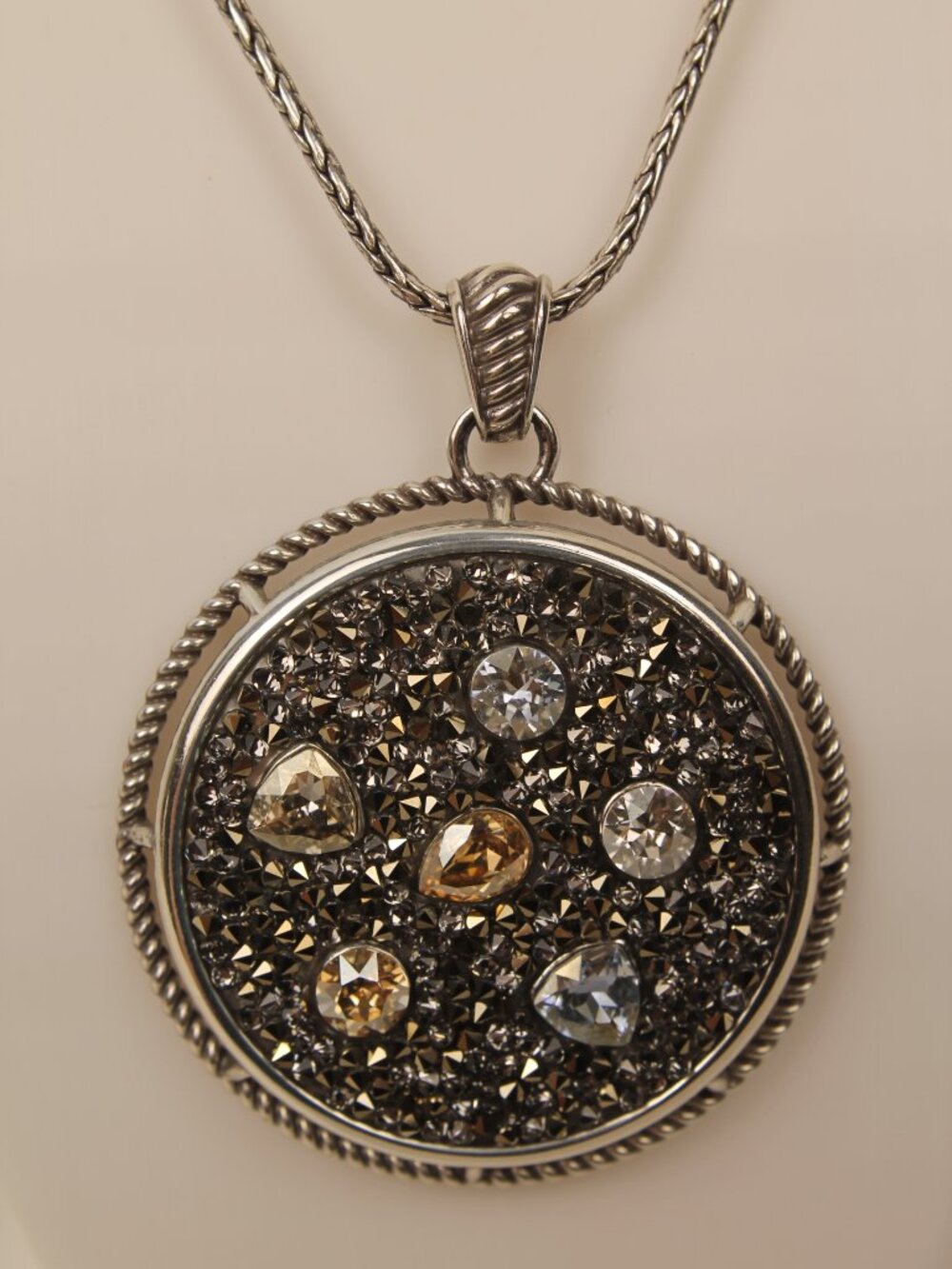 Brighton Albert Einstein Quote Pendant Necklace Silver Tone Pave Crystal & Earin - Picture 4 of 11